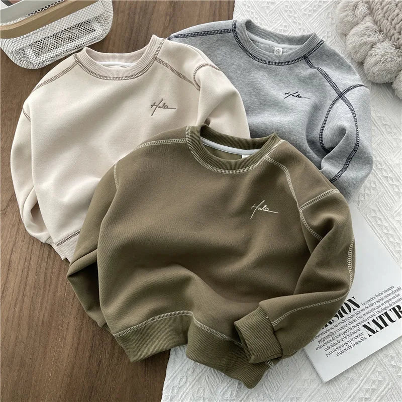 Spring Autumn Children Sweatshirts 1-10Y Boys Letter Spliced Casual Pullover Tops Tracksuit Korean Toddler Wear For Kids Clothes