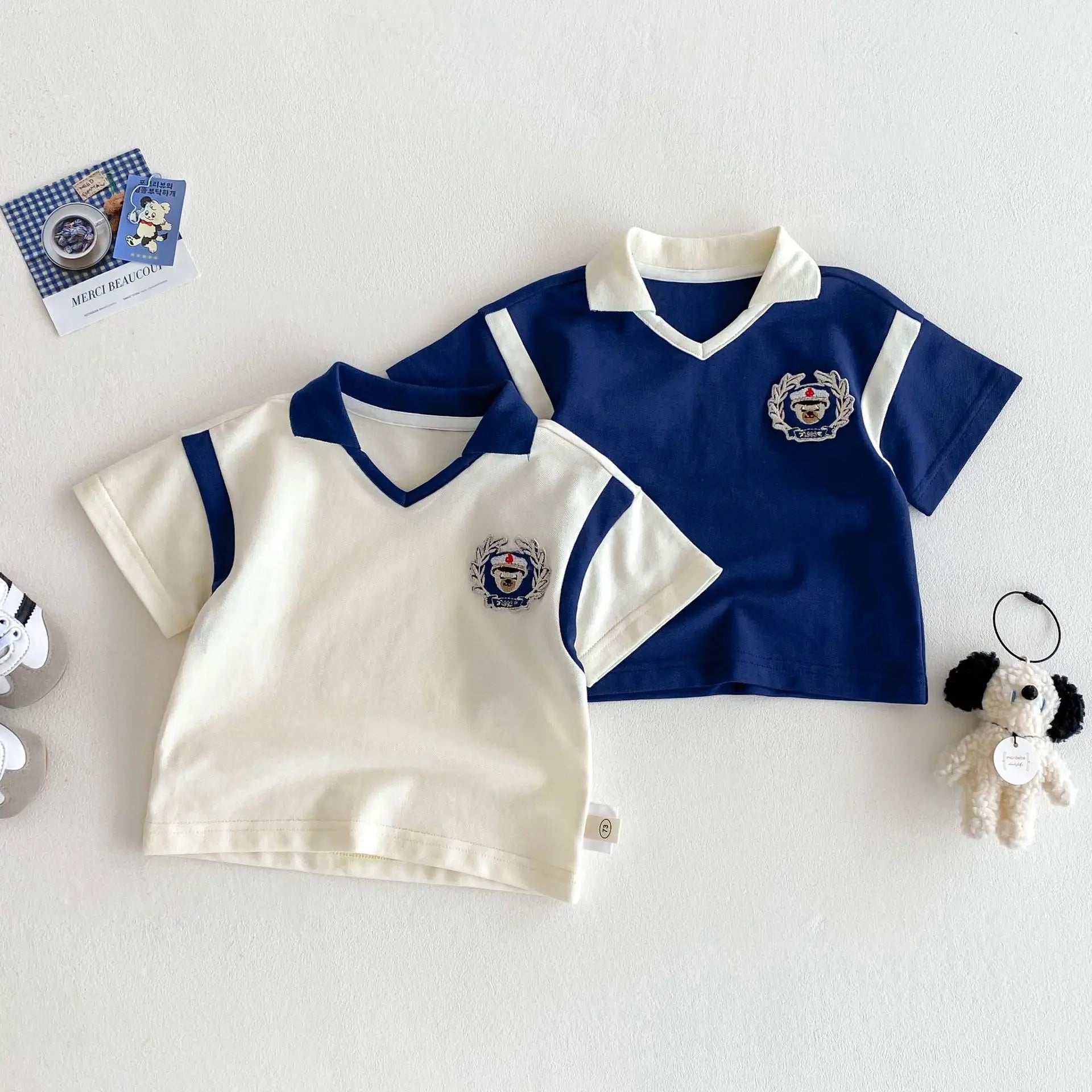 Children's College Style Sports Set 2025 Summer New Style Boys' Fashion Letter T-shirt Shorts Two Piece Set Trendy