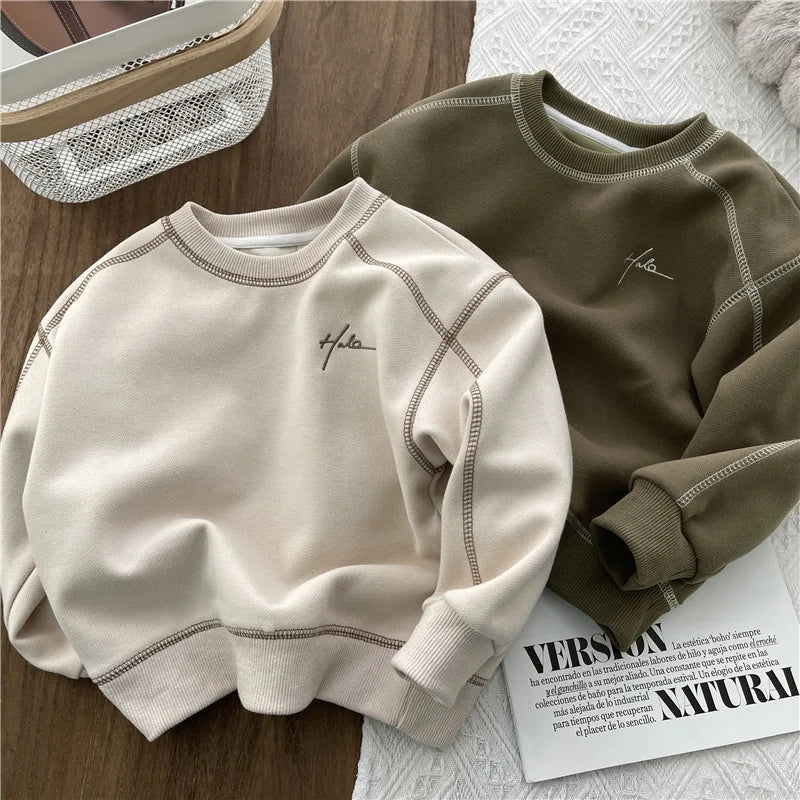 Spring Autumn Children Sweatshirts 1-10Y Boys Letter Spliced Casual Pullover Tops Tracksuit Korean Toddler Wear For Kids Clothes